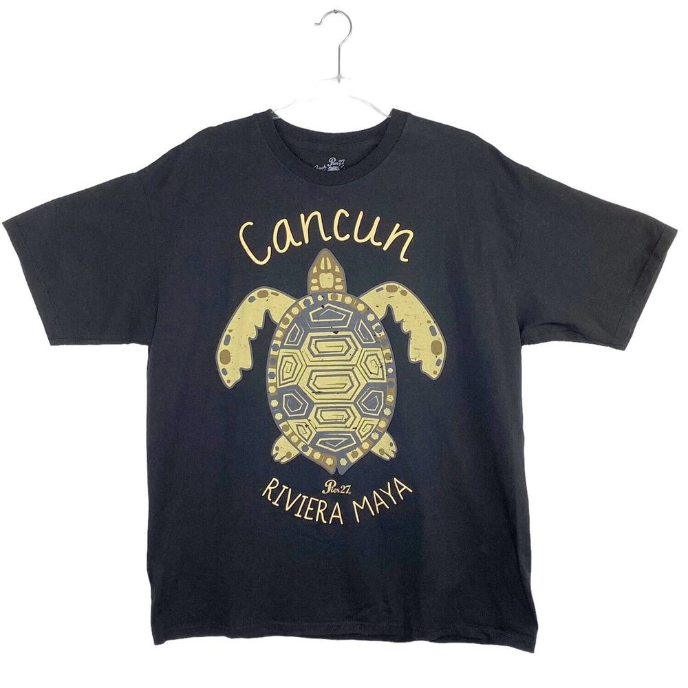 Pier 27 Mens Shirt Extra Large XL Cancun/Turtle Riviera Maya Black T-Shirt‎